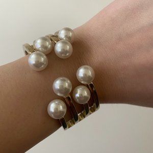 BCBG Gold Pearl Hinge Bracelet